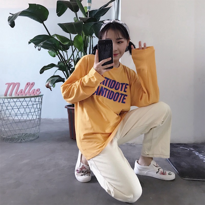 NRVP Áo thun tay dài thời trang xuân hè phong cách Hàn Quốc