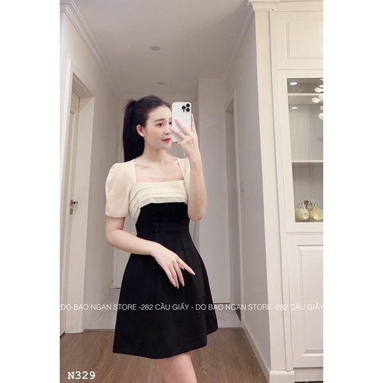 Váy xoè đen pha tơ nt closet