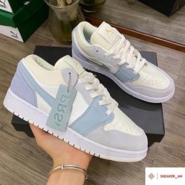 Giày thể thaoNam Nữ Đẹp Nike Jordan 1 Low Paris JD1 Cổ Thấp Đế Khâu Gót Xanh Da Cao Cấp G05