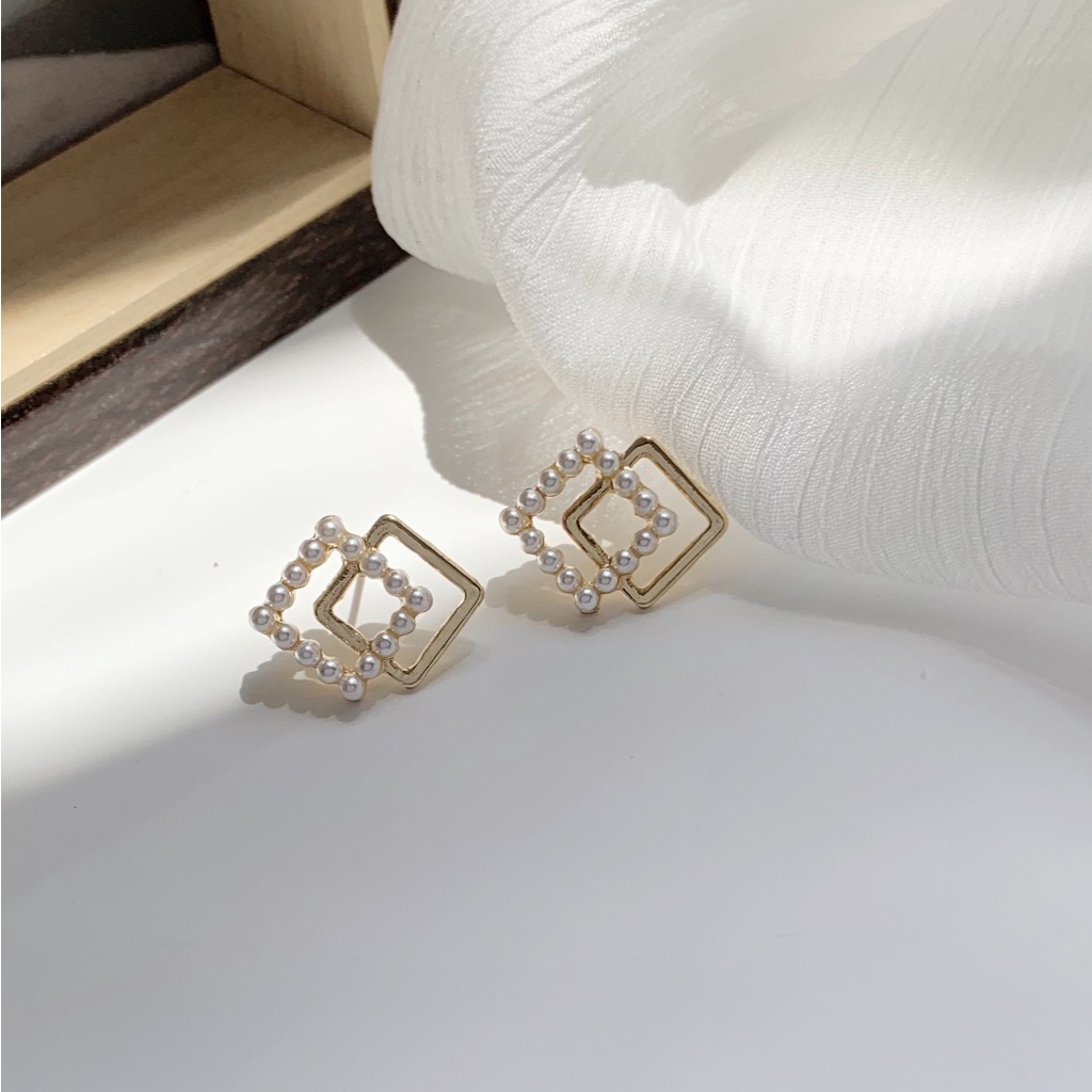 Bông tai nữ hình học đính ngọc K548 Mayconner