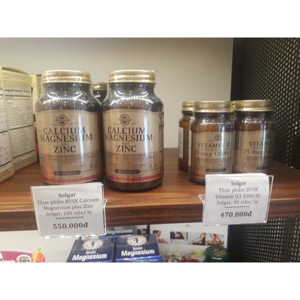 Thực Phẩm Bảo Vệ Sức Khỏe CALCIUM MAGNESIUM PLUS ZINC SOLGAR 100 viên | Thế Giới Skin Care
