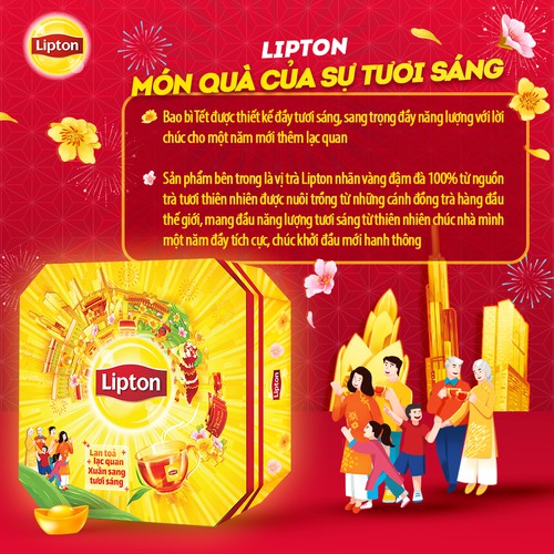 Hộp Quà Tết Lipton Bát Giác 100% Lá Trà Tươi 30 Gói x 2g | BigBuy360 - bigbuy360.vn