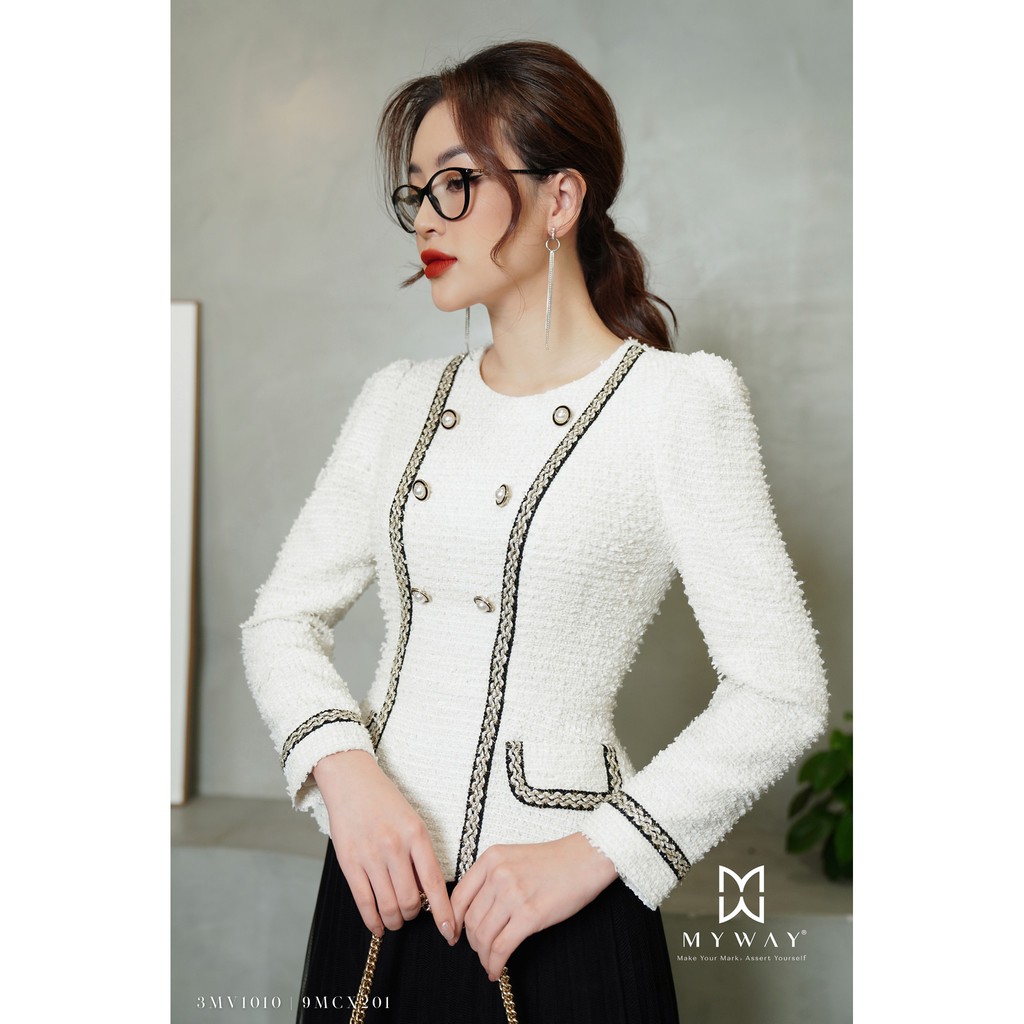 Áo Dạ Tweed Nữ MY WAY Kéo Khóa Sau Sang Trọng 3MV1110