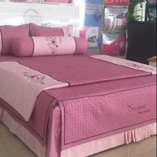 Bộ ga gối 3 món cotton vnxk - 1 ga chun , 2 áo gối