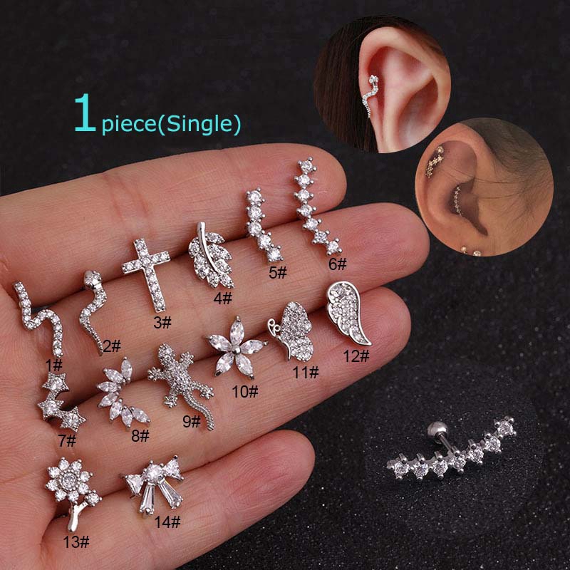 Khuyên Tai Bằng Thép Không Gỉ 6mm 20g Thiết Kế Đặc Sắc Sành Điệu