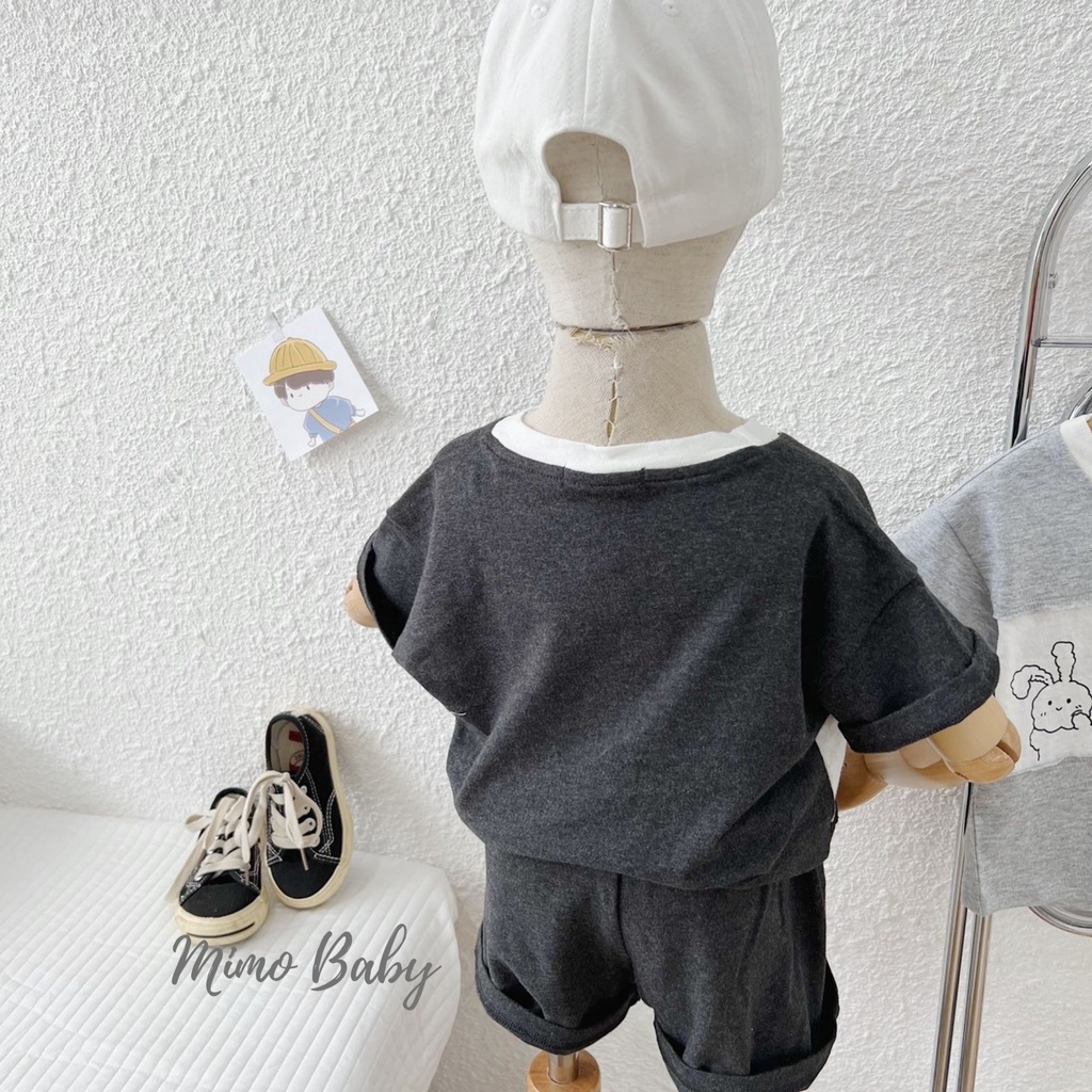 Bộ cotton cộc tay thân phối in hình gấu đáng yêu cho bé Mimo baby QA17