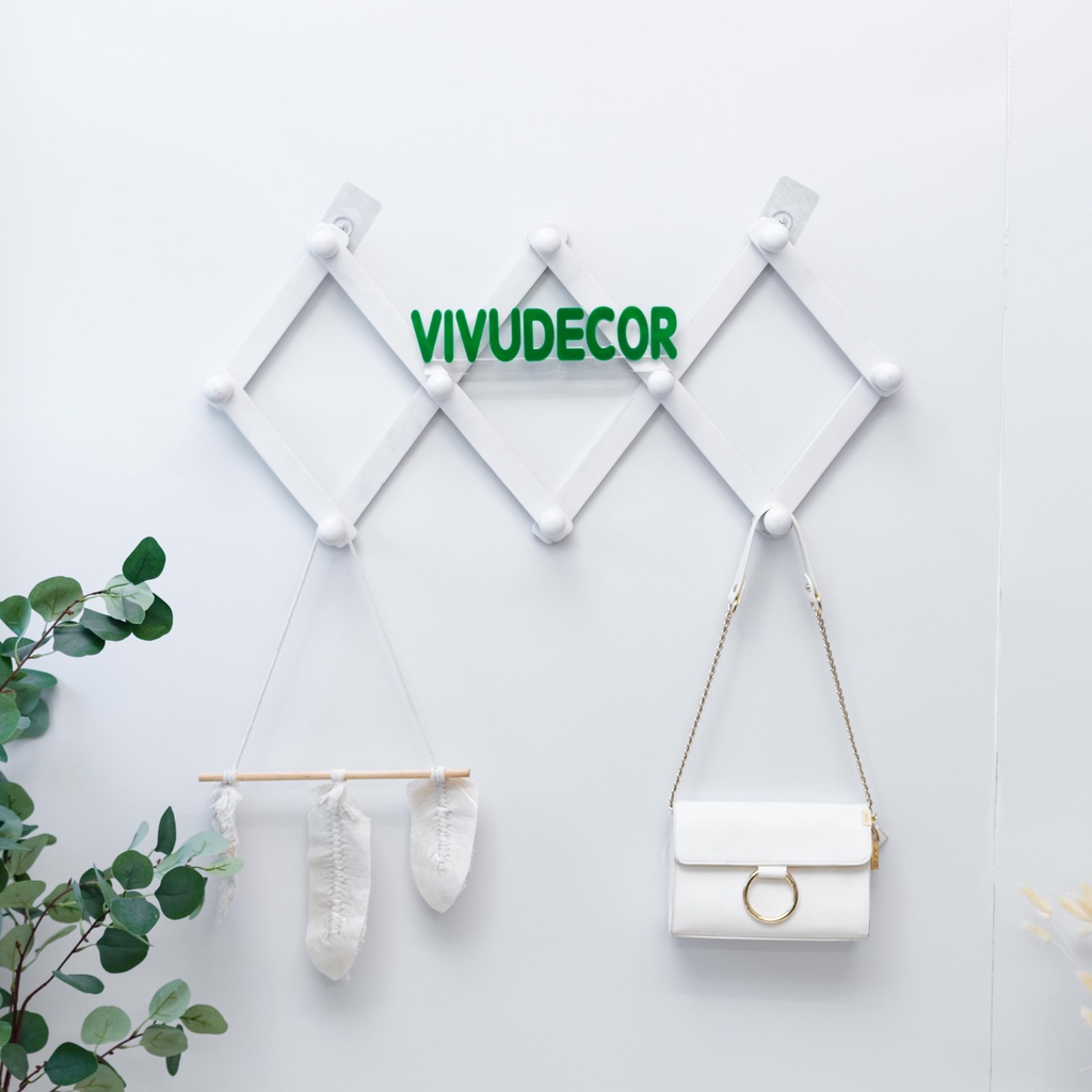 Móc Xếp Gỗ 10 Nhánh Tròn Vivudecor - Móc Treo Quần Áo Biến Hình Phù Hợp Với Mọi Không Gian, Treo Tường Không Cần Khoan