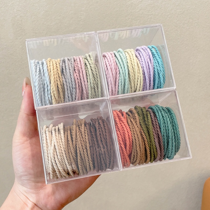 Set 50 Dây Buộc Tóc Cao Su Co Giãn Nhiều Màu Sắc Thời Trang Hàn Quốc