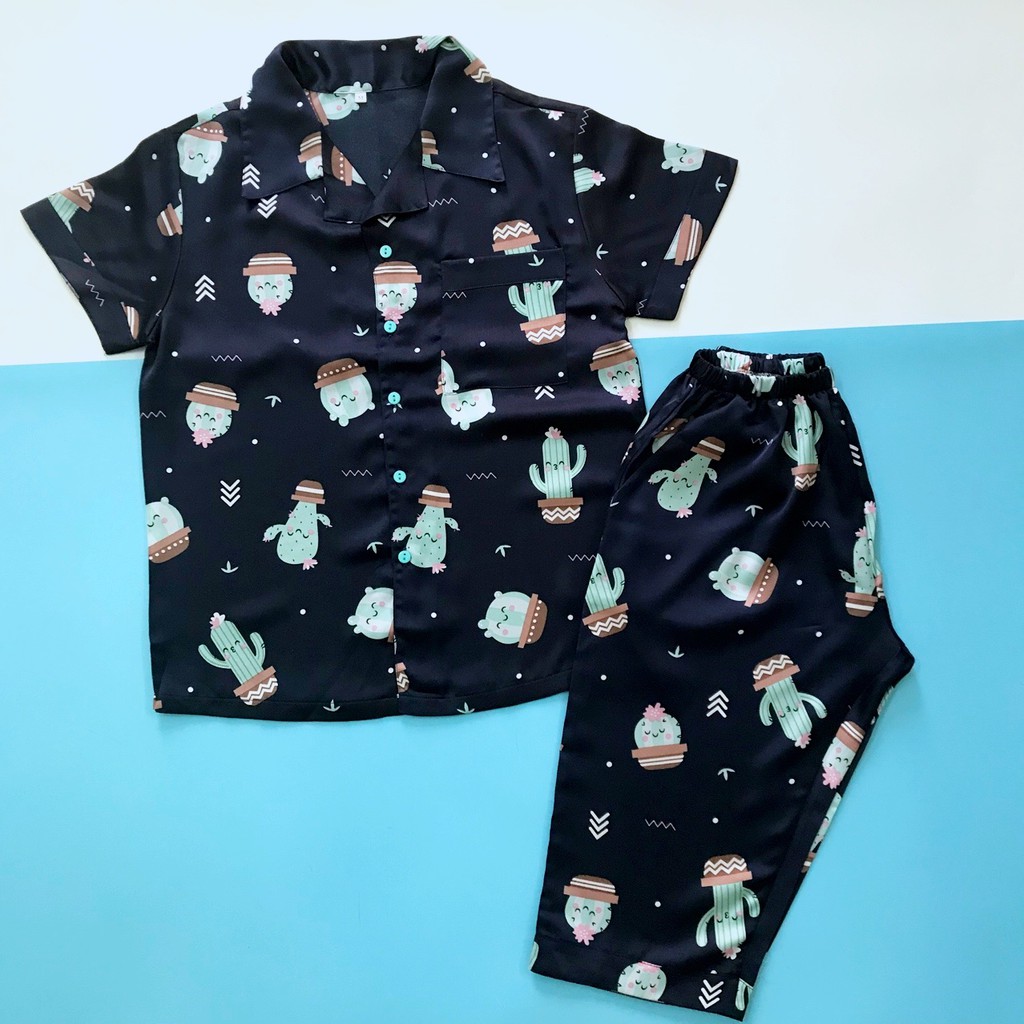 Set bộ ngủ bộ mặc nhà Pijama lửng nữ Lụa Satin mềm đẹp mát size 50-65kg - Nhiều mẫu