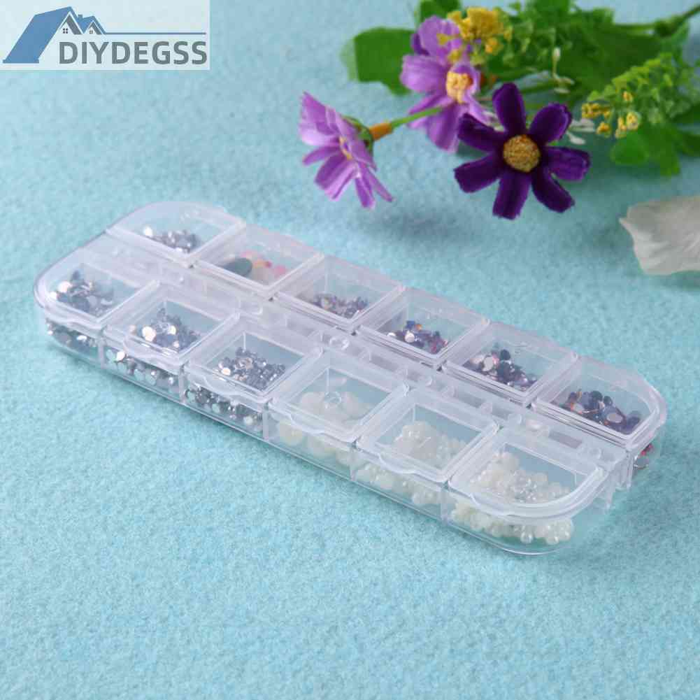 Hộp 12 Ngăn Đựng Hạt Cườm Làm Tranh Đính Đá Diy