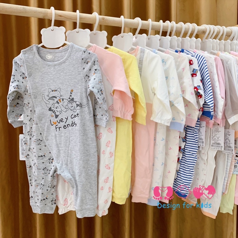 (Link 4) Bộ bodysuit liền thân sleepsuit không tất chân vải cotton dày dặn, mềm mịn cho bé trai và bé gái (chọn mẫu)
