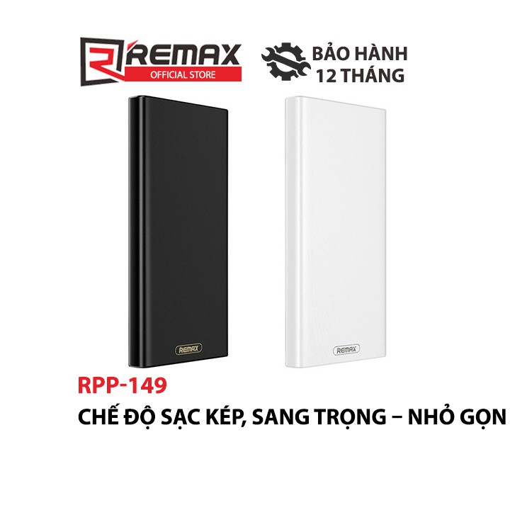 Pin Dự Phòng 10000mah Remax RPP-149 Bodi Series Fast Charing 2.1A tích hợp 2 cổng USB