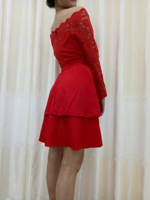 Đầm dự tiệc trễ vai, đầm ren xòe dự tiệc đi đám cưới đẹp lộng lẫy | BigBuy360 - bigbuy360.vn