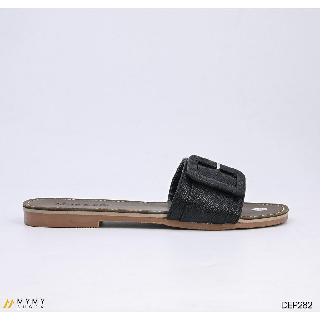 Dép nữ đế bệt dép sandal quai ngang đế kếp màu đen, kem , trắng MyMyshoes dép 282