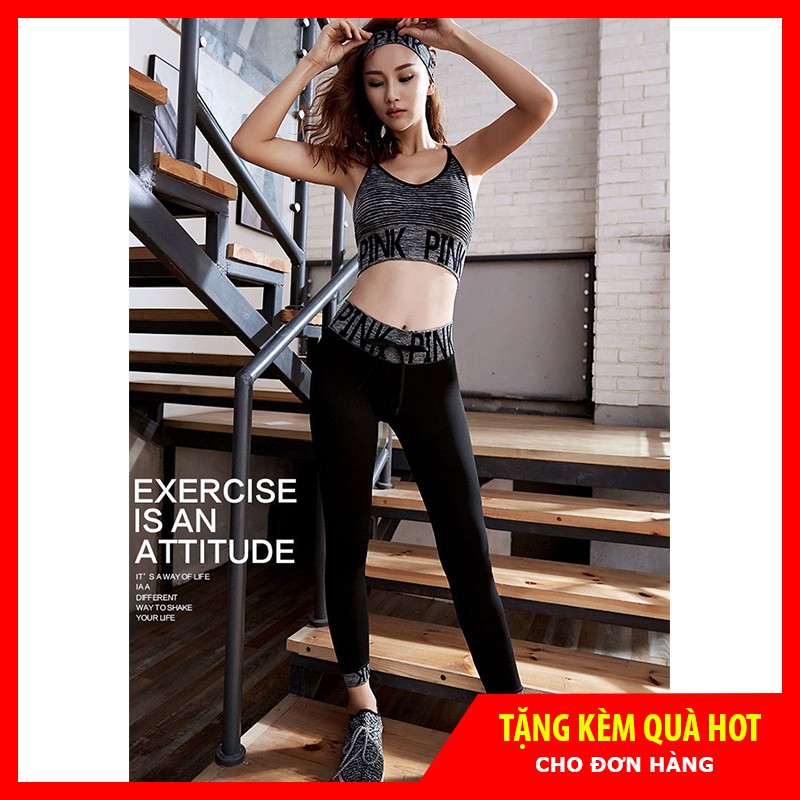 SET QUẦN ÁO TẬP GYM NỮ - SET BỘ ĐỒ TẬP GYM PINK CÁ TÍNH