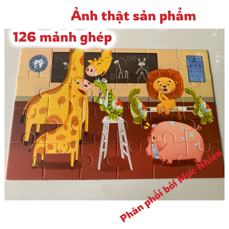 Đồ chơi giáo dục, bộ xếp Hình Myndtoys Go Up! Puzzle Level 3 - Zootastic dành cho bé từ 3 tuổi