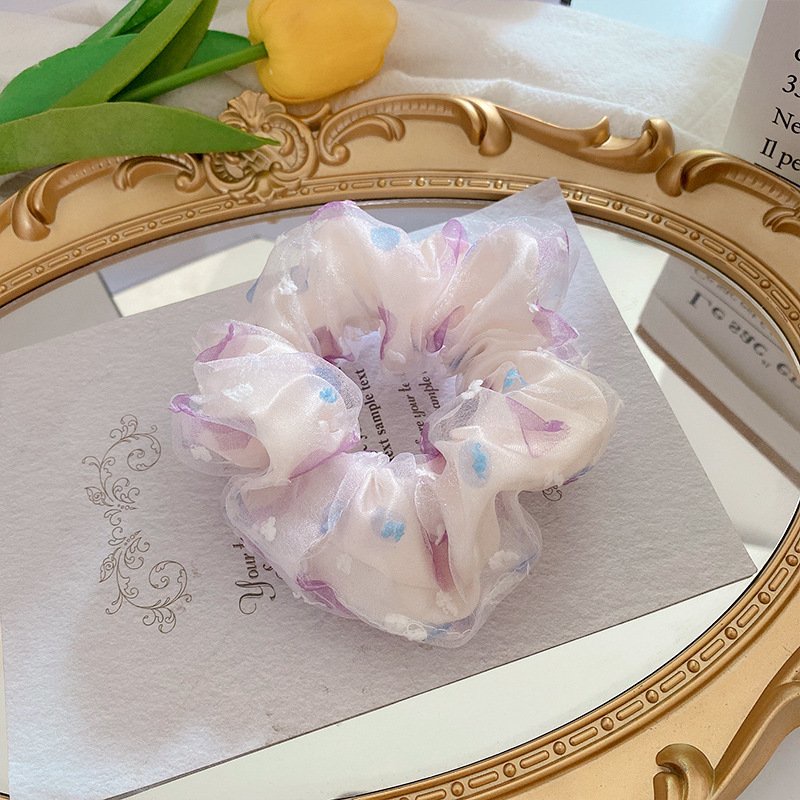 Dây cột tóc vải scrunchies chấm tròn siêu dễ thương DVC