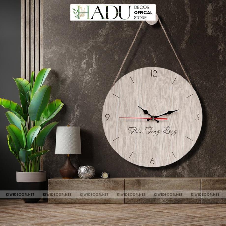 Đồng Hồ Treo Tường Gỗ Có Số Kèm Núm & Dây Treo Vintage, Decor Trang Trí Hiện Đại Tối Giản - HaduDecor