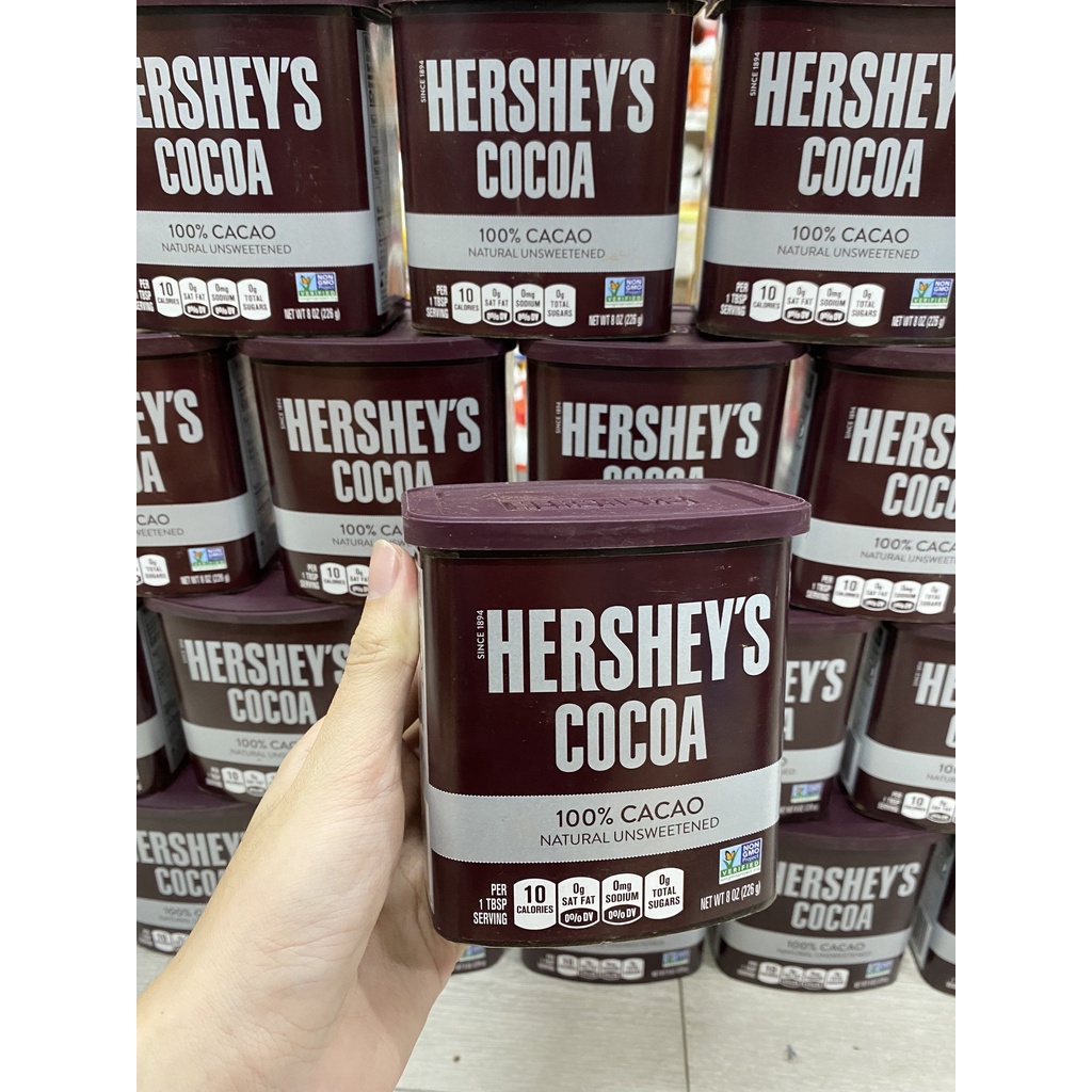 [HCM-USA]Bột Cacao Hershey's Cocoa Nguyên Chất Hộp 226g-Hàng Mỹ (GỐC USA)-3 MIỀN FOOD VINA