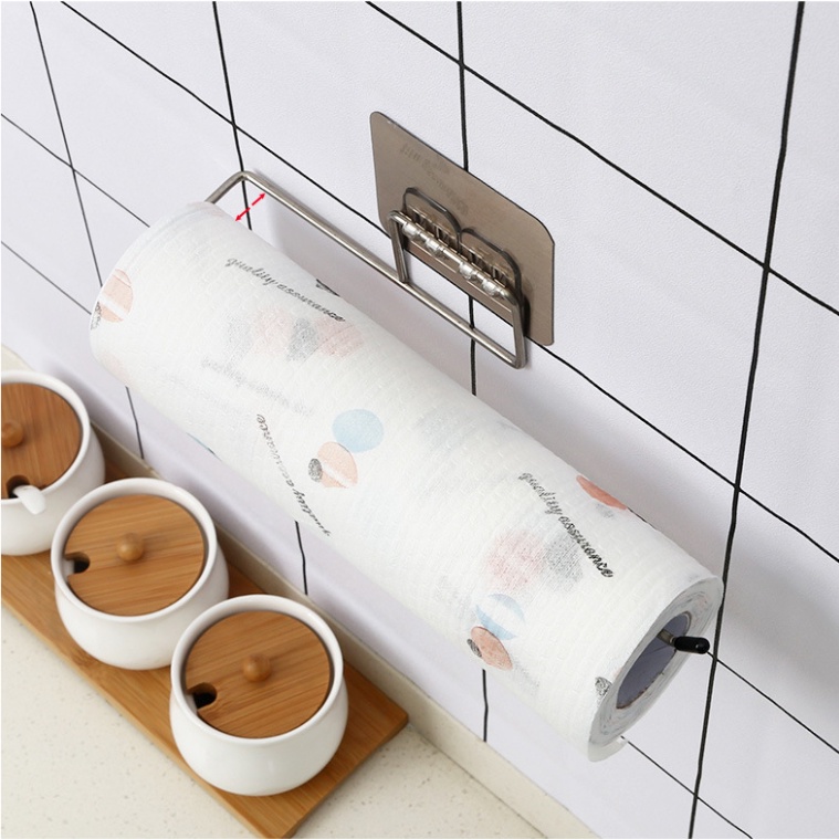 THANH INOX MÓC CUỘN GIẤY, KHĂN LAU BẾP, GIẤY VỆ SINH DÁN TƯỜNG TIỆN LỢI BIBI 113