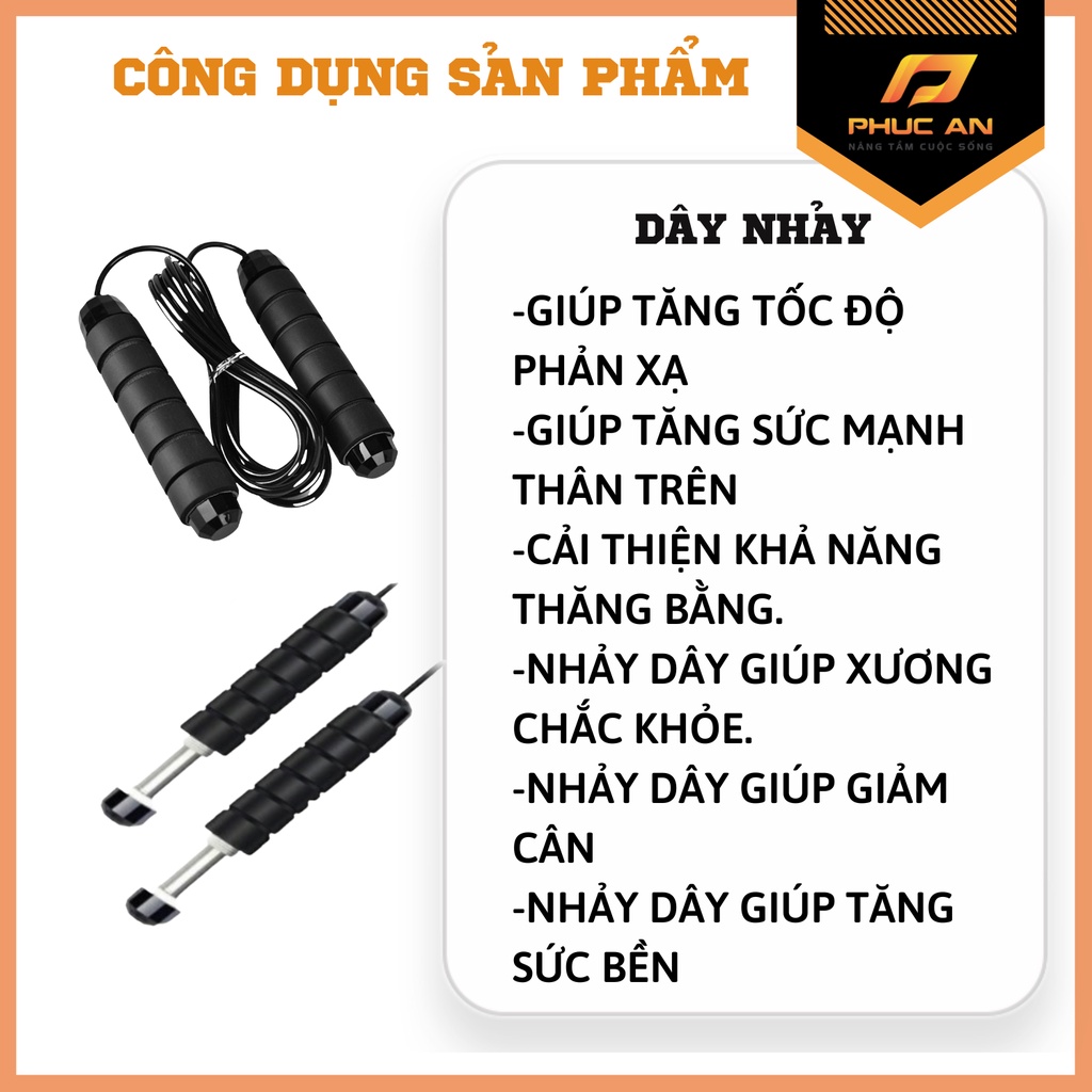 Dây nhảy thể dục có tạ lõi thép thay đổi chiều dài thông minh PHUCAN