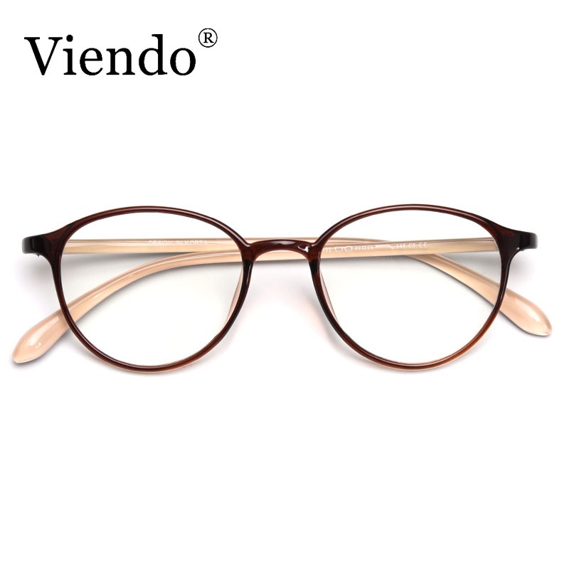 Kính mắt VIENDO gọng tròn nhựa dẻo tròng đổi màu chống ánh sáng xanh chống tia UV hỗ trợ độ cận thời trang