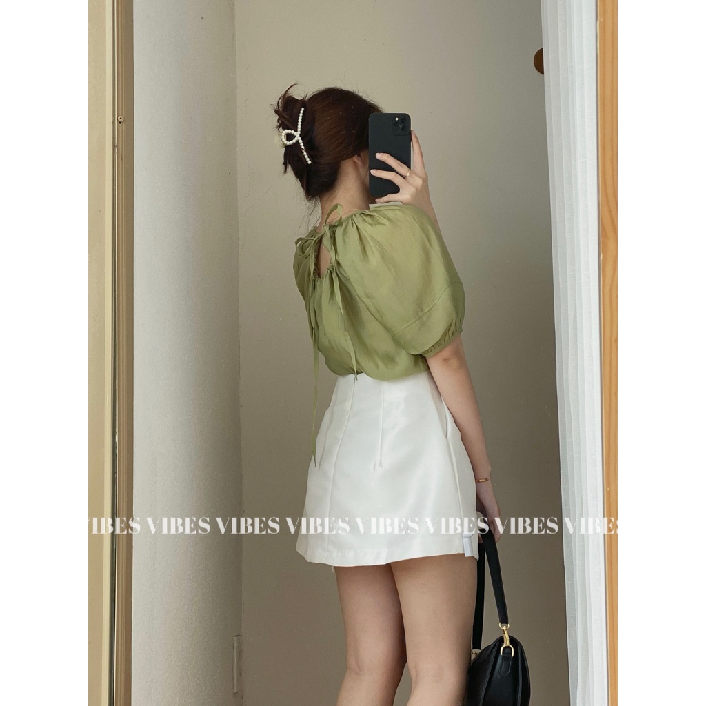 ÁO TAY PHỒNG CỘT NƠ TRÒN_AV1216