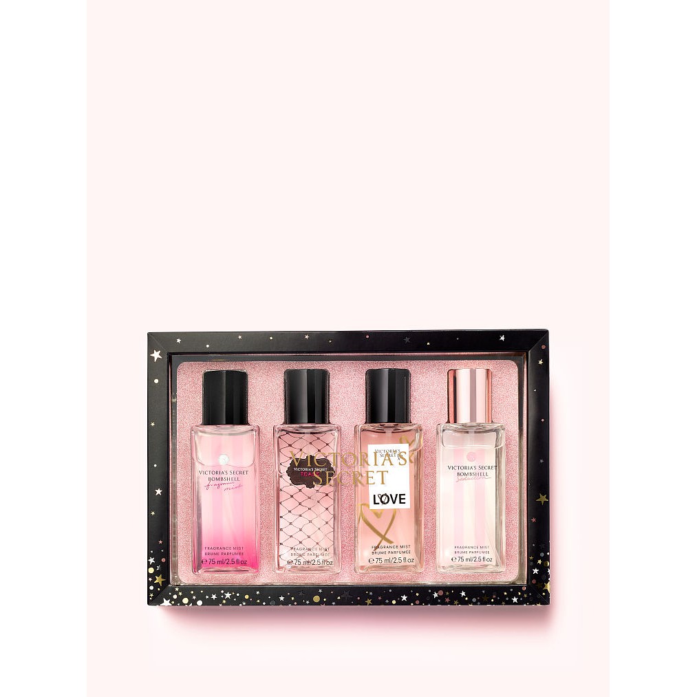 SET 4 CHAI XỊT THƠM VICTORIA'S SECRET BEST-OF MINI MIST GIFT SET