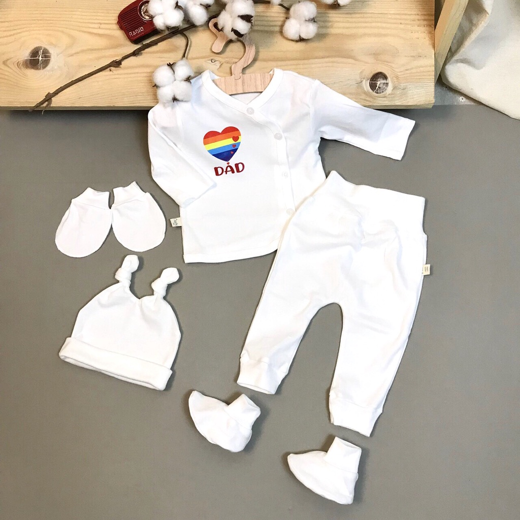 Set dài tay sơ sinh cotton cao cấp cho bé sơ sinh 0-3 tháng