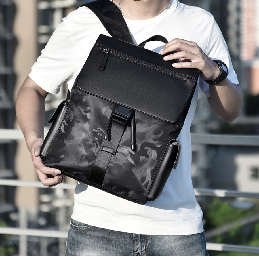 Balo thời trang unisex, balo da nam siêu bền, cặp sách đi học Kanibu nhiều ngăn đựng