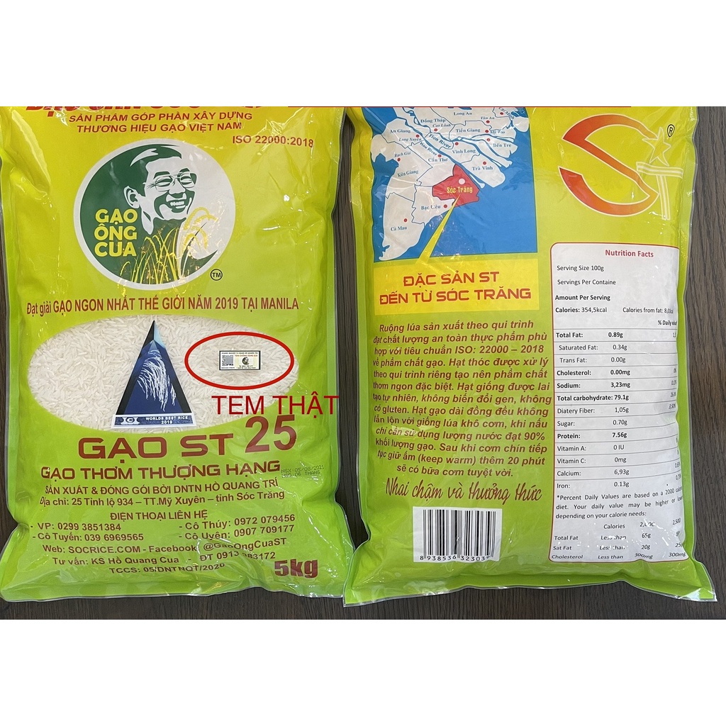 Gạo ST25 Bao 5kg, Gạo ST 25 Ngon Nhất Thế Giới