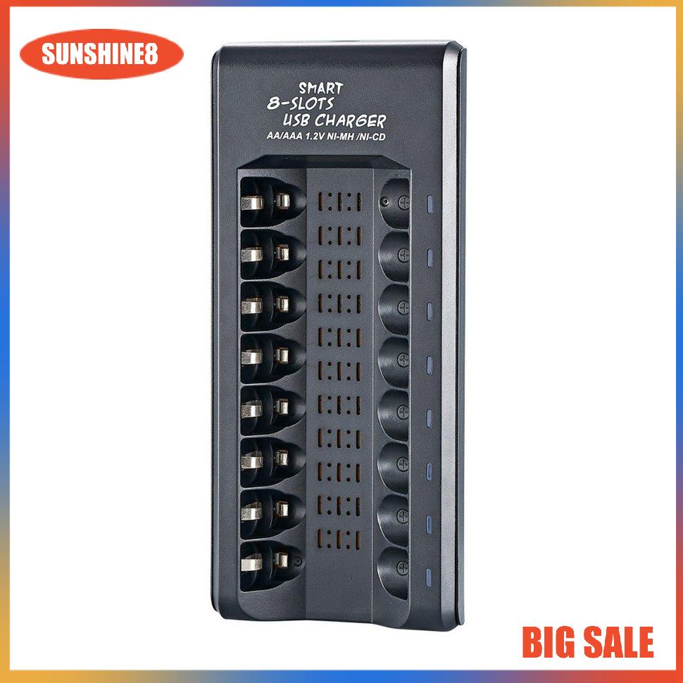 Bộ sạc pin AA / AAA NiMH 8 ngăn có đèn LED