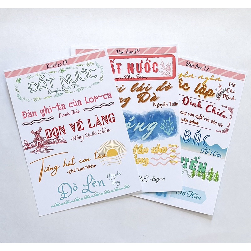 Sticker ngữ văn lớp 12, tiêu đề tác phẩm ngữ văn lớp 12