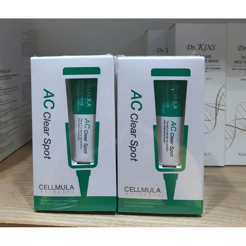 Kem Ngừa Mụn AC CLEAR SPOT CELLMULA - Tuýp 10ml - Sạch Mụn, Giảm Thâm Trắng Da Từ Thảo Dược Dùng Cho Mọi Loại Da