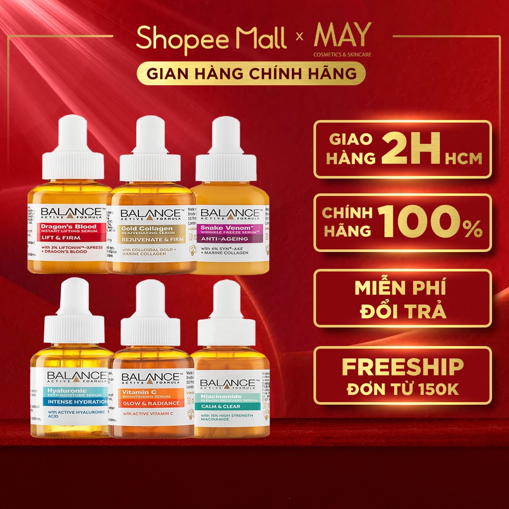 Tinh chất Serum Balance Active Formula 30ml (VitaminC/Hyaluronic/SnakeVemon/Collagen/DragonBlood/Calm&amp;Clear)