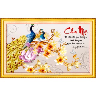 Tranh đính đá cha mẹ 83*55cm - tự đính