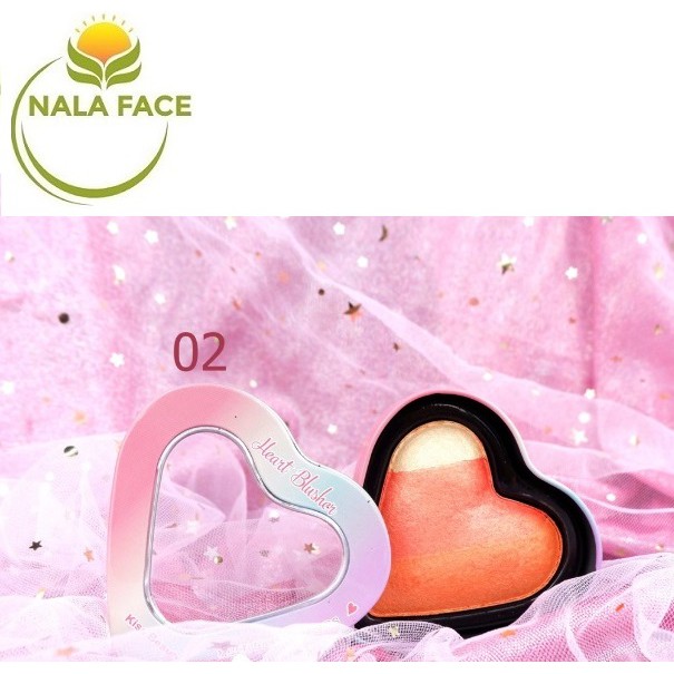 Phấn má hồng và phấn bắt sáng 2 in 1 Kiss Beauty Heart Blusher 83156 - Hàng Nội Địa Trung