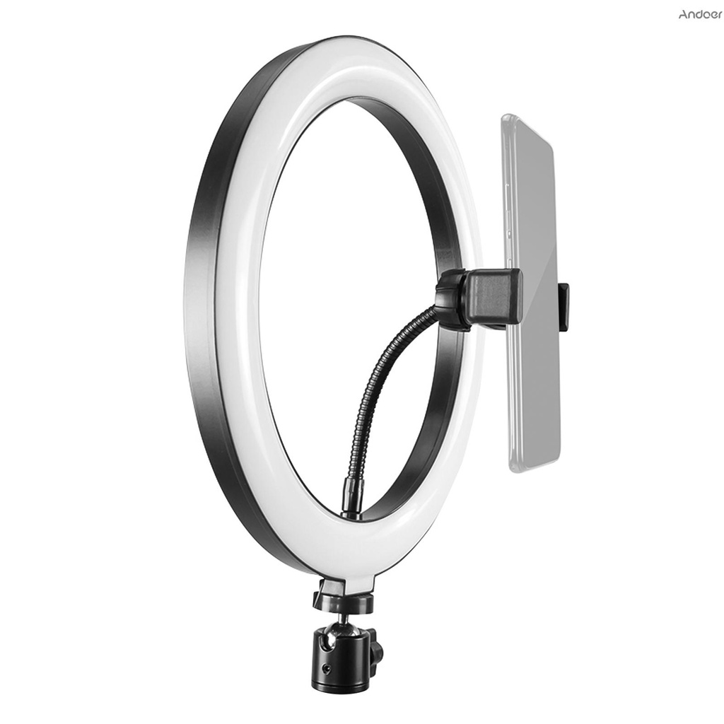 Đèn Led Tròn 10 Inch 3 Màu Có Kẹp Giữ Điện Thoại Hỗ Trợ Chụp Ảnh / Trang Điểm / Livestream