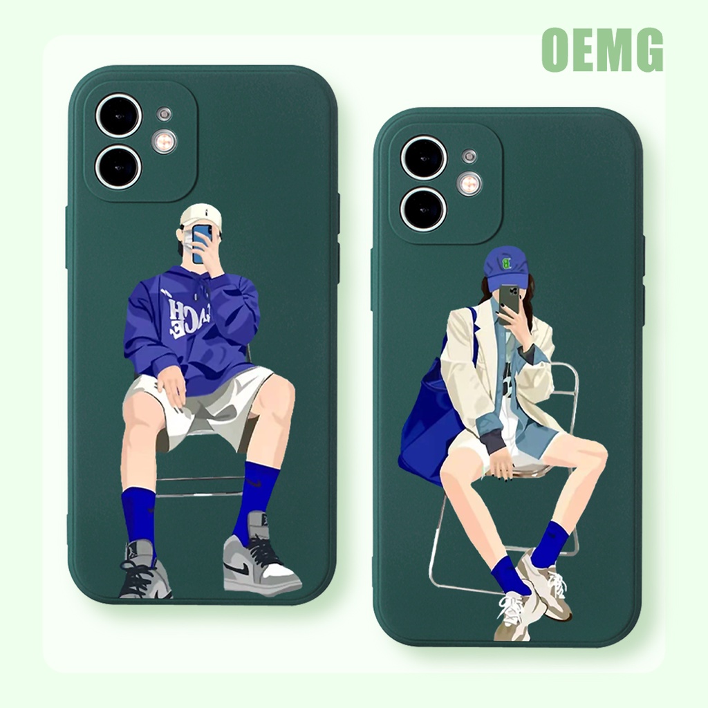 Ốp điện thoại viền vuông cặp đôi thời trang cho for iPhone 11 12 13 Pro Max SE 2020 ip 8 7 6 6S Plus X XR XS ZJ408