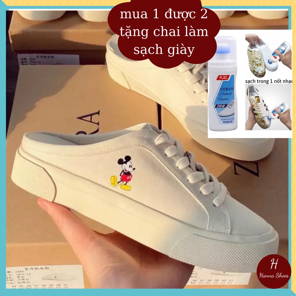 giày nữ đẹp sneaker thể thao đạp gót mickey giày đẹp cao cấp màu trắng đế bằng form siêu đẹp hot 2021
