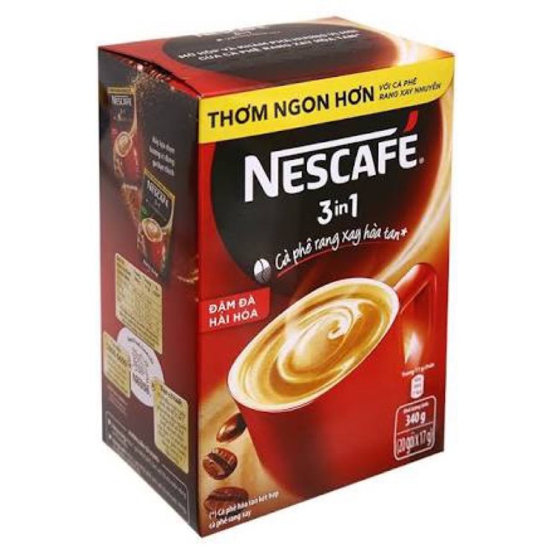 Cà Phê Sữa NesCafé 3 in 1 Đậm Đà Hài Hòa 340g (20 gói x 17g)