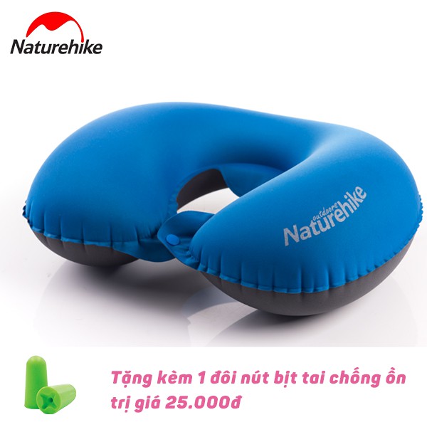 Gối hơi chữ U du lịch Naturehike tặng kèm 1 đôi nút bịt tai Mack's