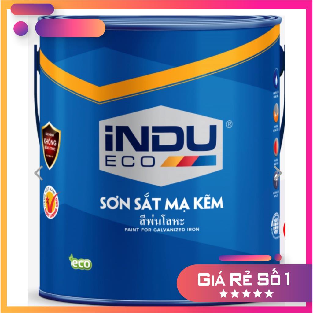 Sơn sắt mạ kẽm cao cấp iNDU ECO 750ml,có tặng kèm chổi sơn