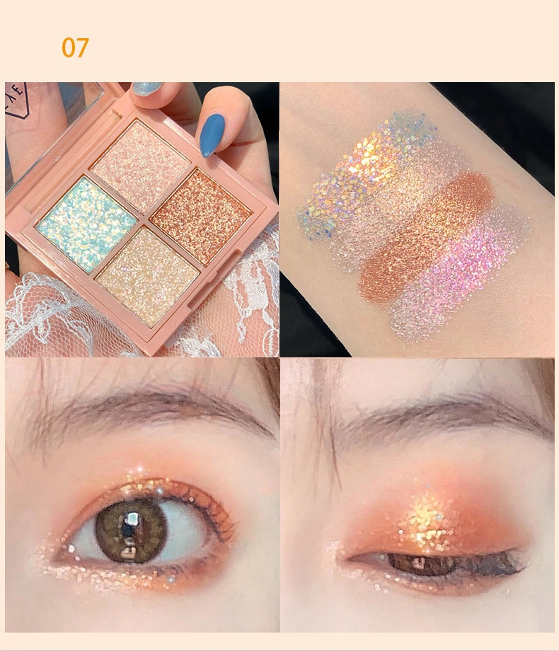 Phấn đánh mắt 4 màu kim sa chống thấm nước bằng khoai tây nghiền