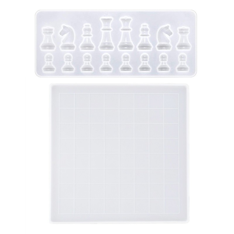 Bộ khuôn silicon làm bàn cờ vua từ nhựa resin thủ công tiện lợi