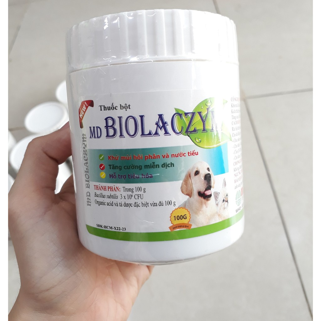 Thuốc bột Biolaczym giảm mùi hôi nước tiểu và phân cho thú cưng 100g