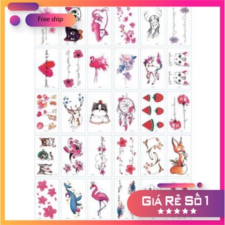 (Được chọn mẫu)H1 Hình xăm nước hình xăm dán tatoo mini stickers có màu đẹp phong cách Hàn Quốc dễ thương cute giá rẻ ph