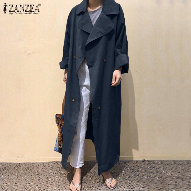 Áo Khoác ZANZEA Cardigan Tay Dài Có Cổ Thời Trang Thoải Mái Cho Nữ
