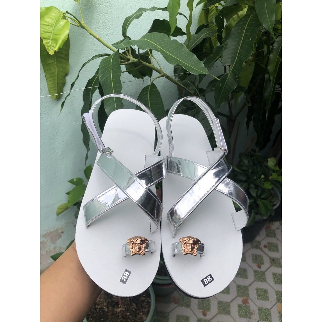 sandal đồng nai xăng đan nữ đế trắng quai màu bạc size từ 35 nữ đến 42 nữ