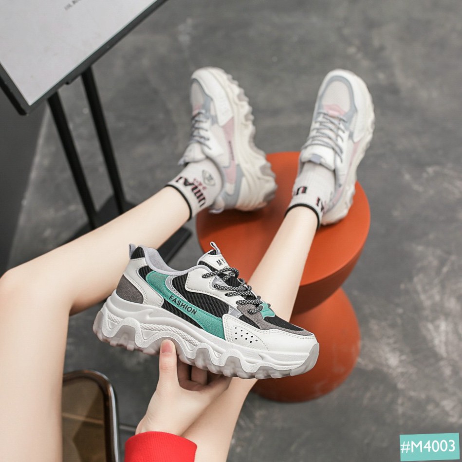 ( Hàng Đẹp ) Giày Sneaker Nữ Độn Đế MINSU MYIJIA M4003, Giày Thể Thao Bata Đế Độn Tăng Chiều Cao Nữ Hàn Quốc 5cm Cùng Dâ